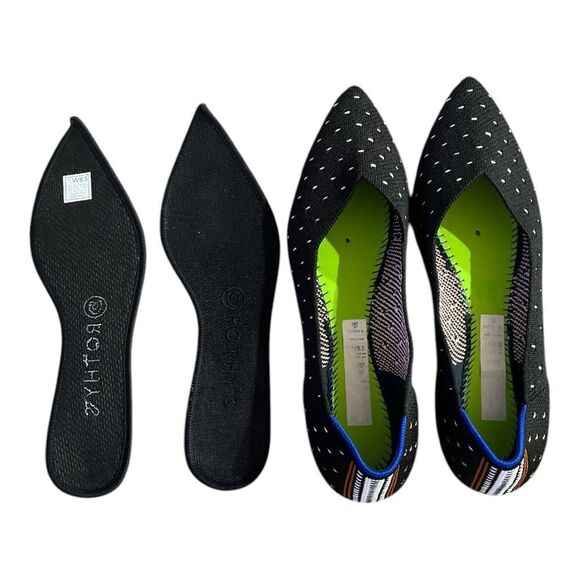 Rothy’s The Point Ivory Dots Prints Ballet Flats Size 8.5 - Picture 4 of 8